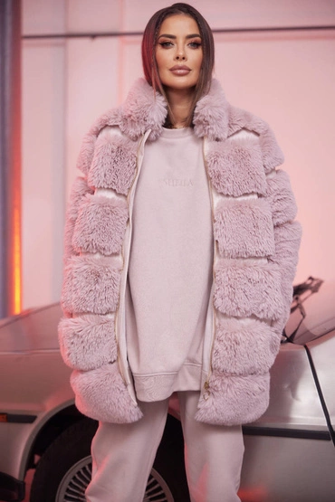 Sheila - Women's pink eco fur jacket 'Pink Jacket'