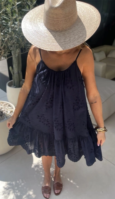 Sheila Select - Women's Navy Cotton Strapless Dress 'Yumai Navy'