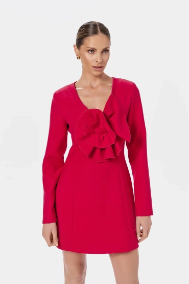 Sheila - Women's Red Mini Dress with Ruffles 'Carolle'