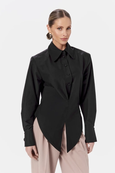 Sheila - Women's Black Shirt with Elastane and Cushions 'Hartley Black'