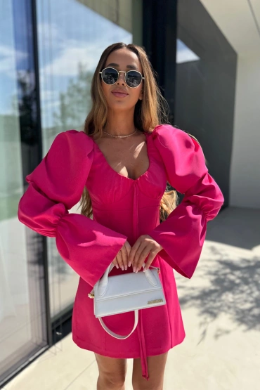 Sheila - Women's Pink Tie Mini Dress 'Aisha Pink'