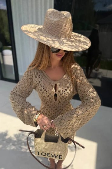 Sheila Select - Women's Dress Dark Beige Openwork 'Sither Dark Beige'