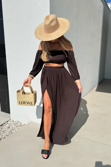 Sheila - Women's two-piece set, classic brown, 'Santene Brown'