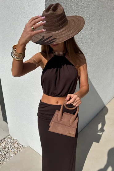 Sheila - Women's two-piece set, brown classic 'Livio Brown'