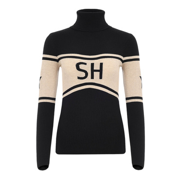 Sheila - Women's Turtleneck black/beige fitted 'Aspen'