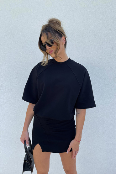Sheila - Women's black mini 'Nicoletta' sweatshirt dress