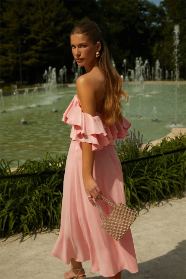 Sheila - Women's Pink Corset Set with Midi Skirt 'Leisure'