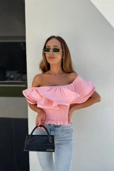 Sheila Select - Damska Bluzka różowa z falbanami 'Doncia Pink'