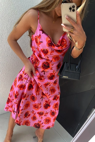 Sheila - Women's Rose Pink Midi Dress “Christine”