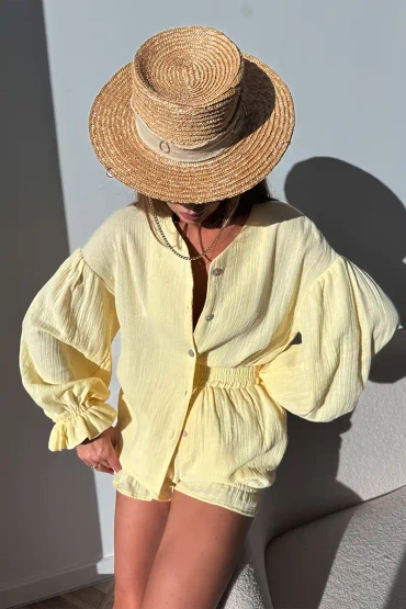 Sheila Select - Women's Yellow Cotton Set 'Lemon Touch'