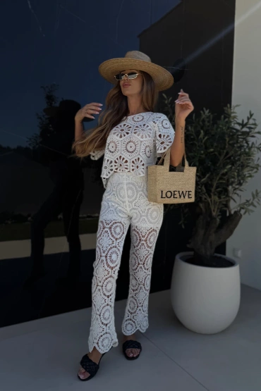 Sheila Select - Women's openwork ecru set 'Luli Ecru'