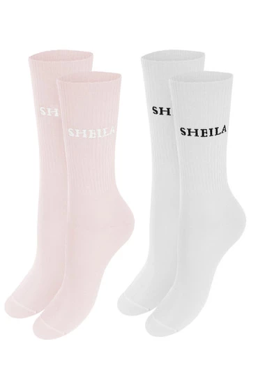 Sheila - Unisex Women's Socks Set 2 pack with logo pink and white