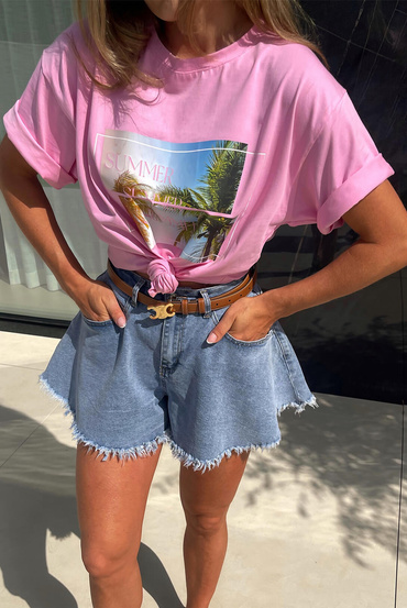 Sheila Select - Women's Pink Printed T-shirt ‘Summer Vibes’