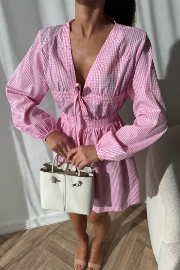 Sheila Select - Damska Sukienka różowa w kratkę 'Pink Grate'