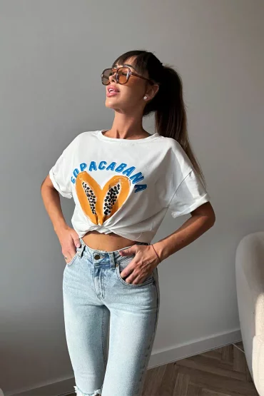 Sheila Select - Damski T-shirt biały 'Copacabana'