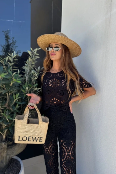 Sheila Select - Damski Komplet ażurowy czarny 'Luli Black'