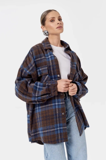 Sheila Select - Women's Blue Check Cotton Shirt 'Veyron'