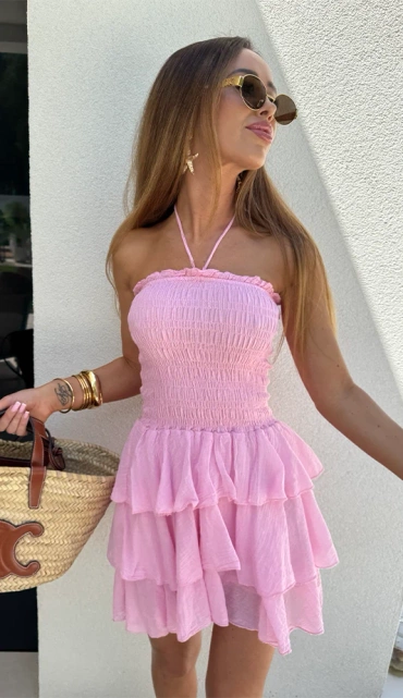 Sheila Select - Women's halter neck dress pink 'Peni Pink'