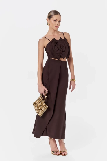 Sheila - Women's Brown Top and Skirt Set 'Guliana'