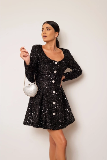 Sheila Select - Women's Black Sequin ‘Jill’ Mini Dress