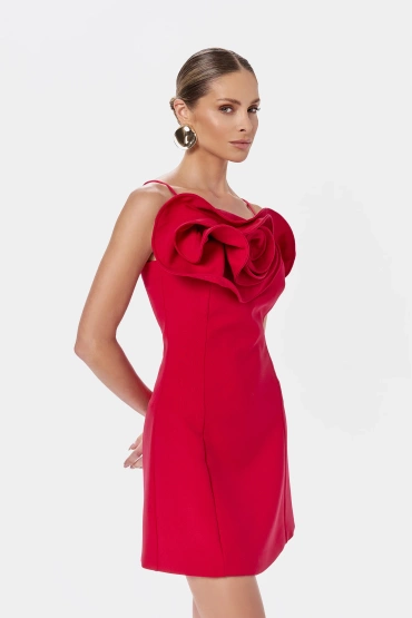 Sheila - Women's classic red mini dress with decorative ruffles 'Hollys'