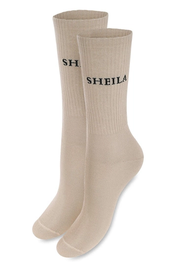 Sheila - Women's unisex socks beige/black with logo