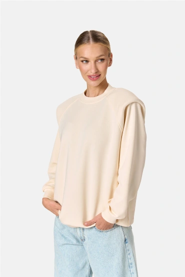 Sheila – Women’s Yellow Sweatshirt with Defined Shoulders “Butter Yellow”
