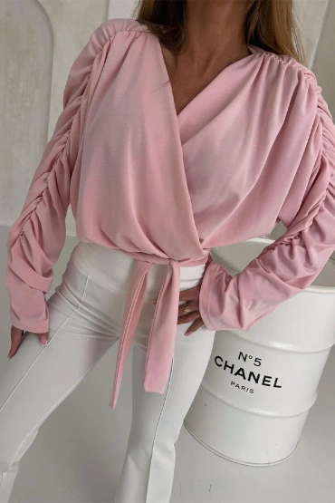 Sheila Select - Women's Pink Tie-Up Blouse 'Keysha Pink'