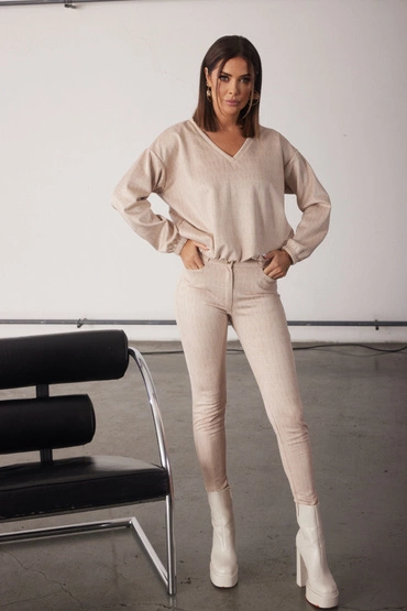 Sheila - Damska Bluza beżowa logowana 'Nyla'