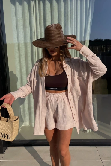 Sheila - Damska koszula z bawełny beżowa 'Amara Beige'