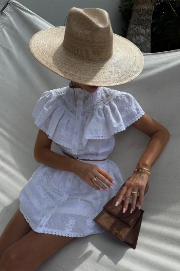 Sheila - Women's White Set with Decorative Ribbons 'Adelie White'