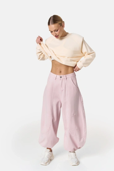 Sheila Select - Women's balloon jeans with mid-rise 'Nikos Pink'
