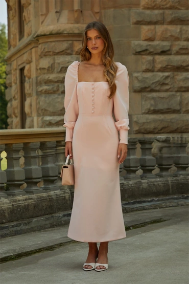 Sheila - Women's Midi Pencil Dress Powder Pink 'Jasmine'