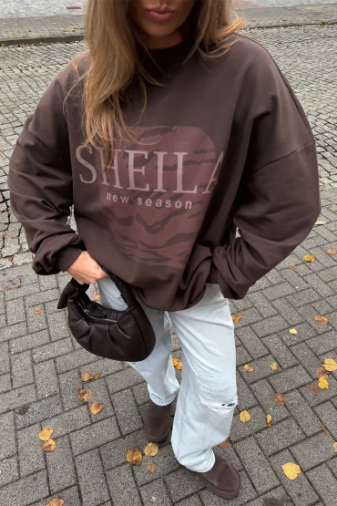 Sheila - Women's Brown Animal Vibe Animal Print Sweatshirt