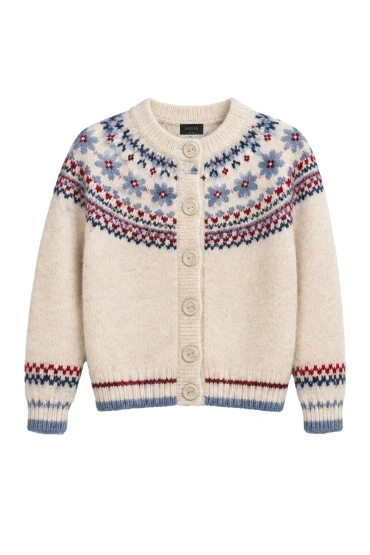 Sheila – Women’s Nordic-patterned cardigan in cream – 'Babbie'