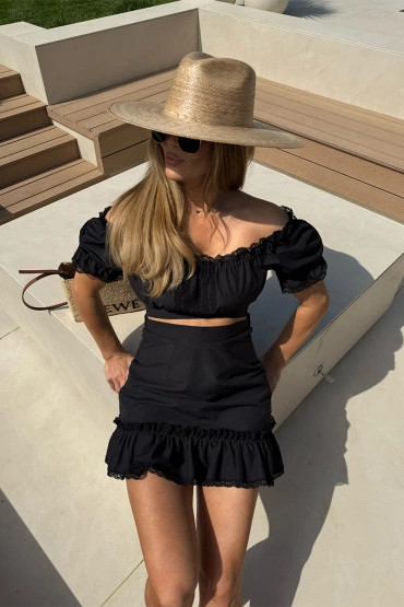 Sheila - Women's black set with lace ribbons 'Patricia Black'