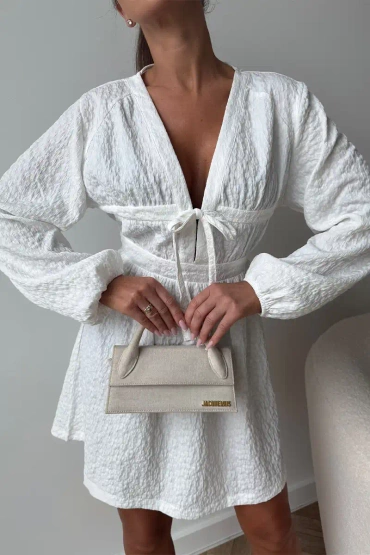 Sheila Select - Women's White Dress with Tie 'Pure Angel'