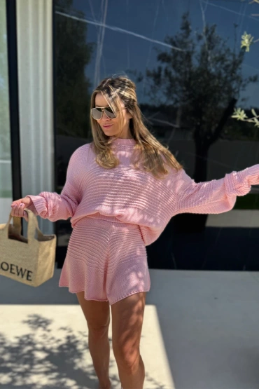 Sheila Select - Women's Pink Openwork Set with Shorts 'Angela Pink'