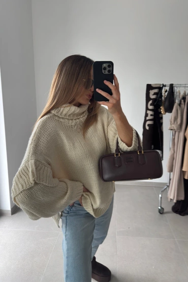Sheila Select - Women's Beige Turtleneck Sweater 'Tommasso Beige'