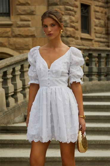 Sheila - Women's white cotton dress mini 'Ophelie'