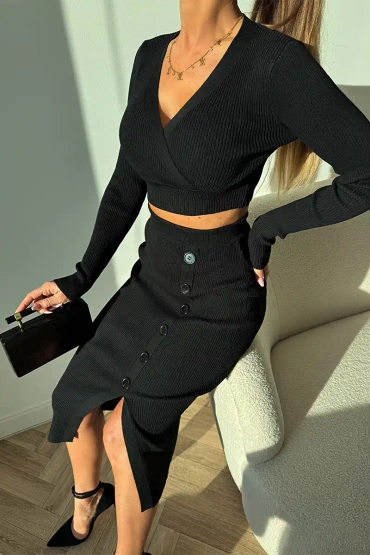 Sheila Select - Damski Komplet czarny w prążek 'Astrid'