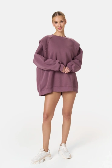 Sheila - Women's Violet Sweatshirt with Highlighted Shoulders 'Plum Kiss'