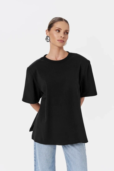 Sheila - Women's Black Short-Sleeve Blouse with Removable Pads 'Coperni'