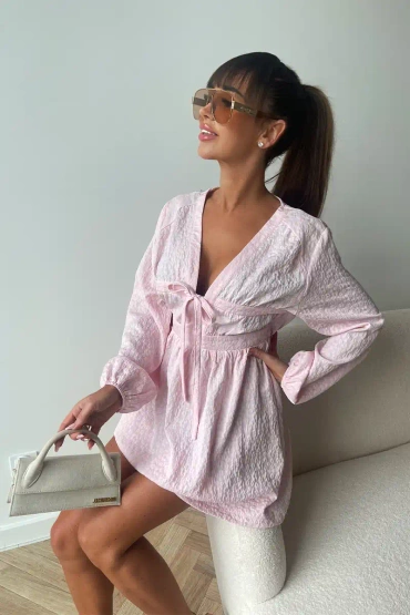 Sheila Select - Women's Pink Dress with Tie 'Pink Blossom'