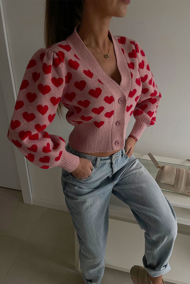 Sheila Select - Women's Pink Heart Sweater 'Love pink'