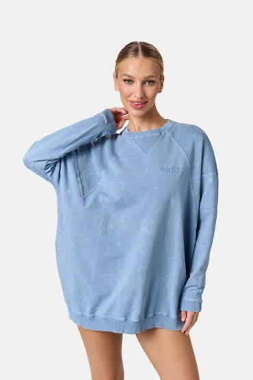 Sheila - Damska Bluza niebieska z efektem sprania 'Faded'