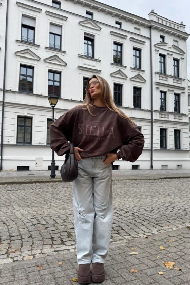 Sheila - Women's Brown Animal Vibe Animal Print Sweatshirt